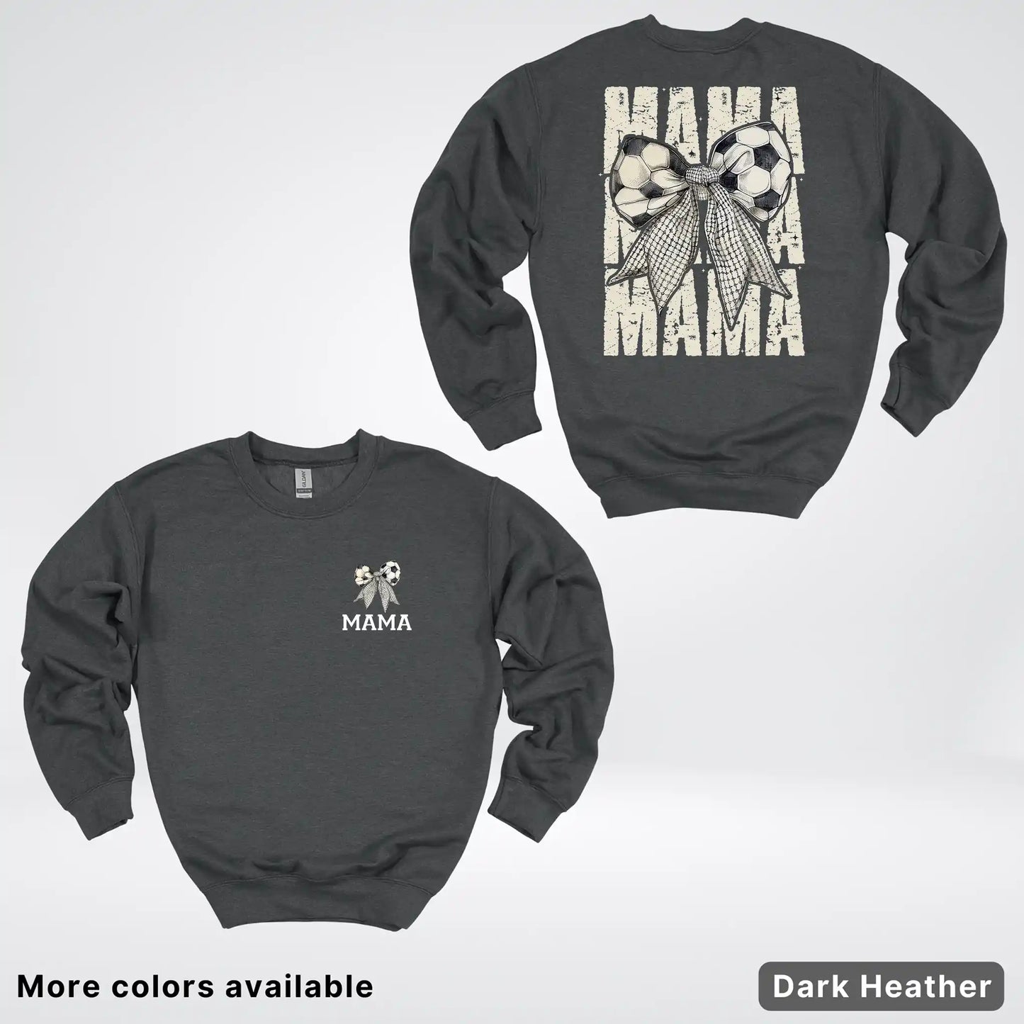 Soccer Mama Bow Coquette Varsity Font Graphic Crewneck Sweatshirt