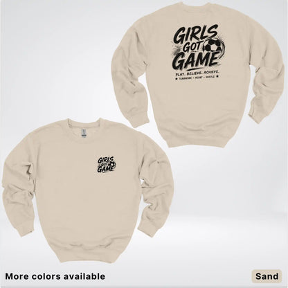 Girls Got Game - Black Design - Soccer Crewneck Sweatshirt