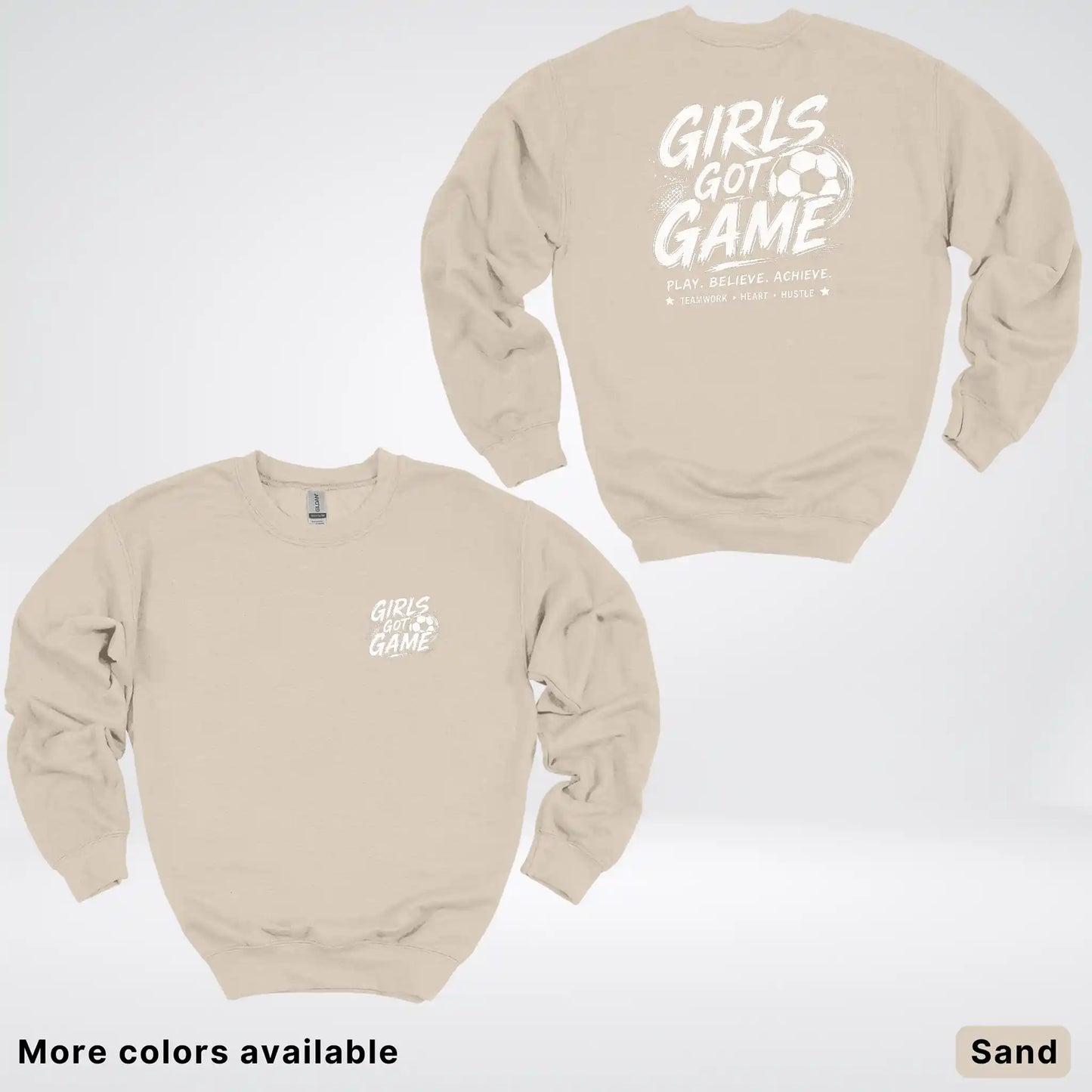 Girls Got Game - White Design - Soccer Crewneck Sweatshirt