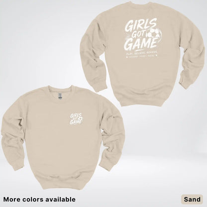 Girls Got Game - White Design - Soccer Crewneck Sweatshirt