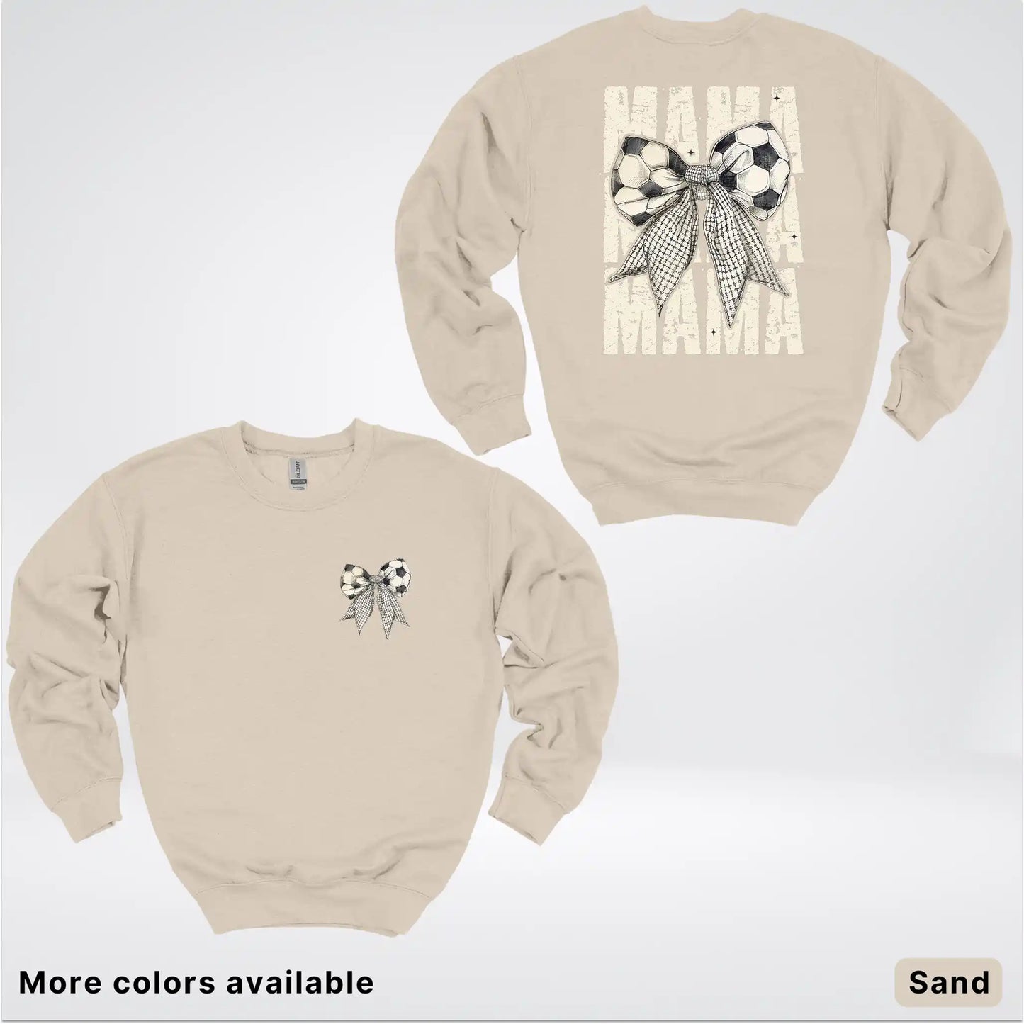 Soccer Mama Bow Coquette Graphic Crewneck Sweatshirt