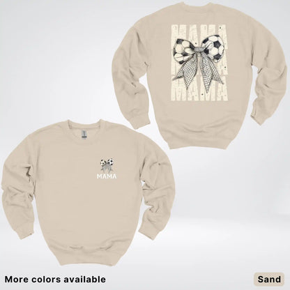 Soccer Mama Bow Coquette Varsity Font Graphic Crewneck Sweatshirt
