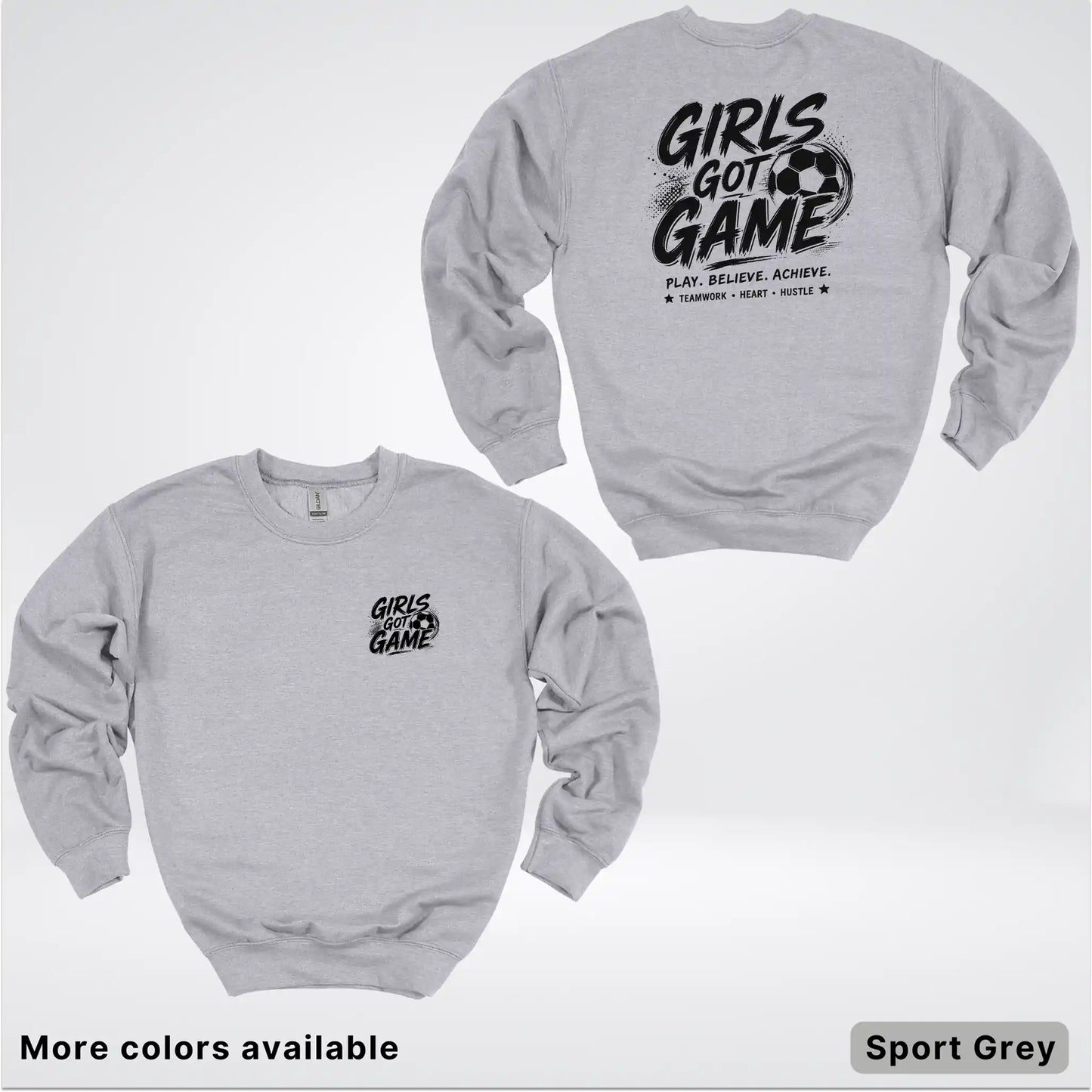 Girls Got Game - Black Design - Soccer Crewneck Sweatshirt