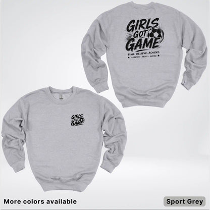 Girls Got Game - Black Design - Soccer Crewneck Sweatshirt