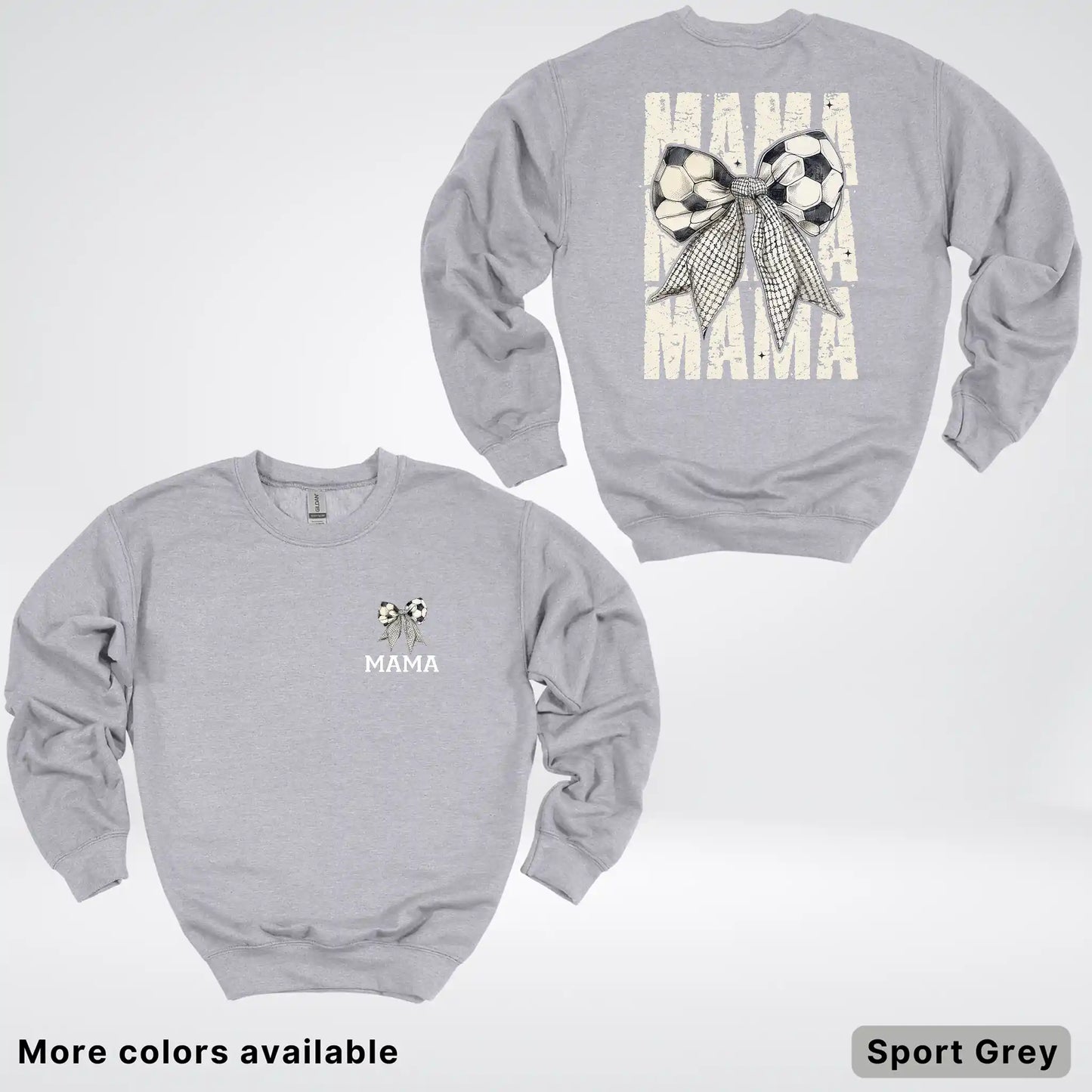 Soccer Mama Bow Coquette Varsity Font Graphic Crewneck Sweatshirt