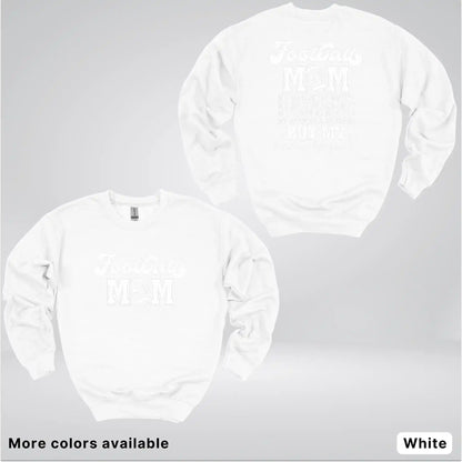 Football Mom – My Heart Is Full Front & Back – White Design- Crewneck Sweatshirt