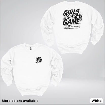 Girls Got Game - Black Design - Soccer Crewneck Sweatshirt