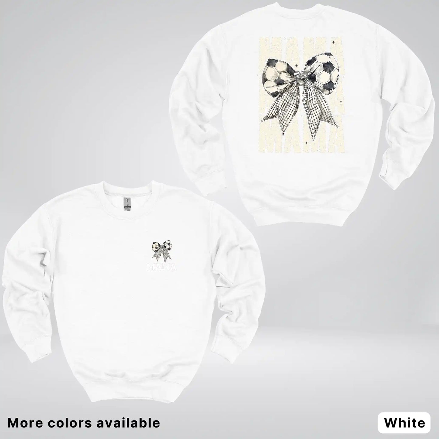 Soccer Mama Bow Coquette Varsity Font Graphic Crewneck Sweatshirt
