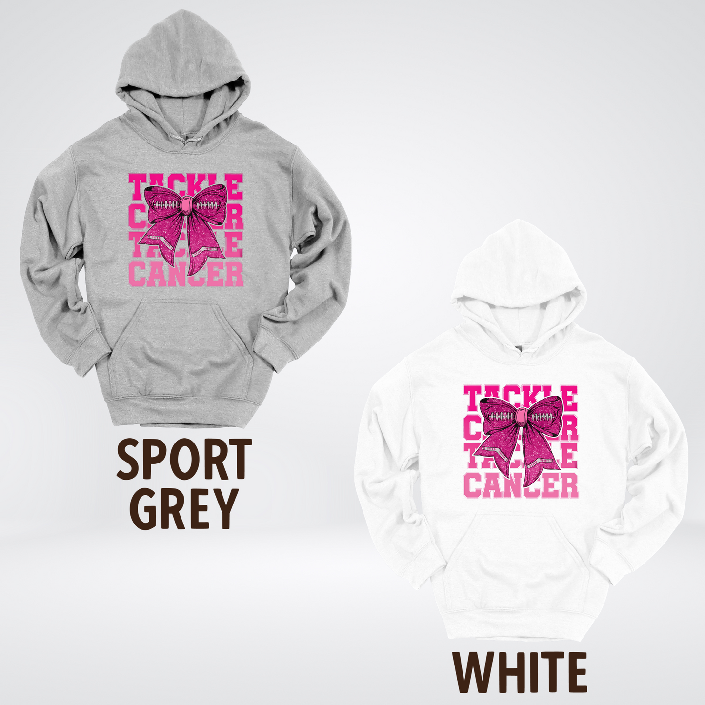 Tackle Cancer Coquette Football Breast Cancer Awareness 2 Hoodie