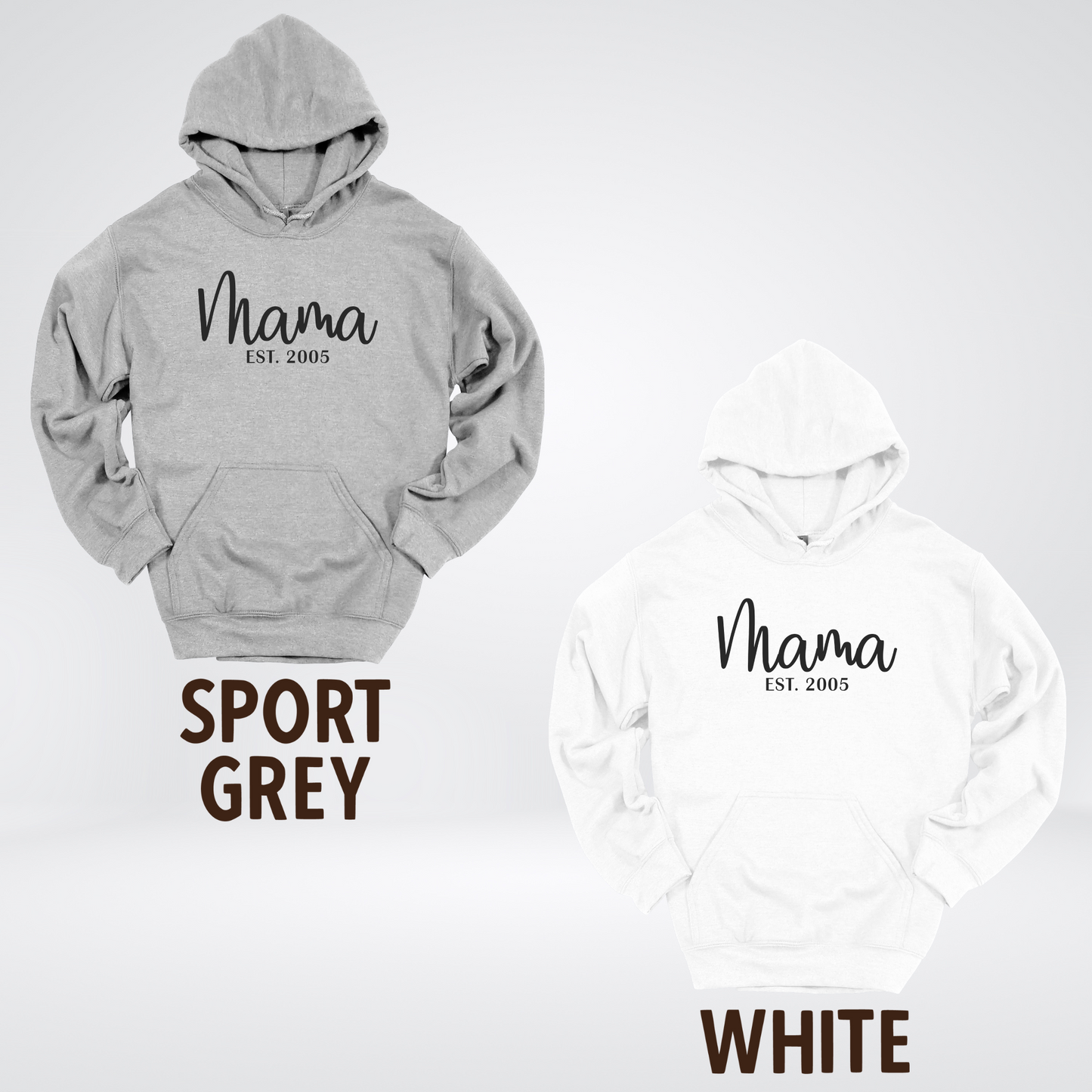 Mama Custom Est Year & Custom Names On Sleeve Hoodie