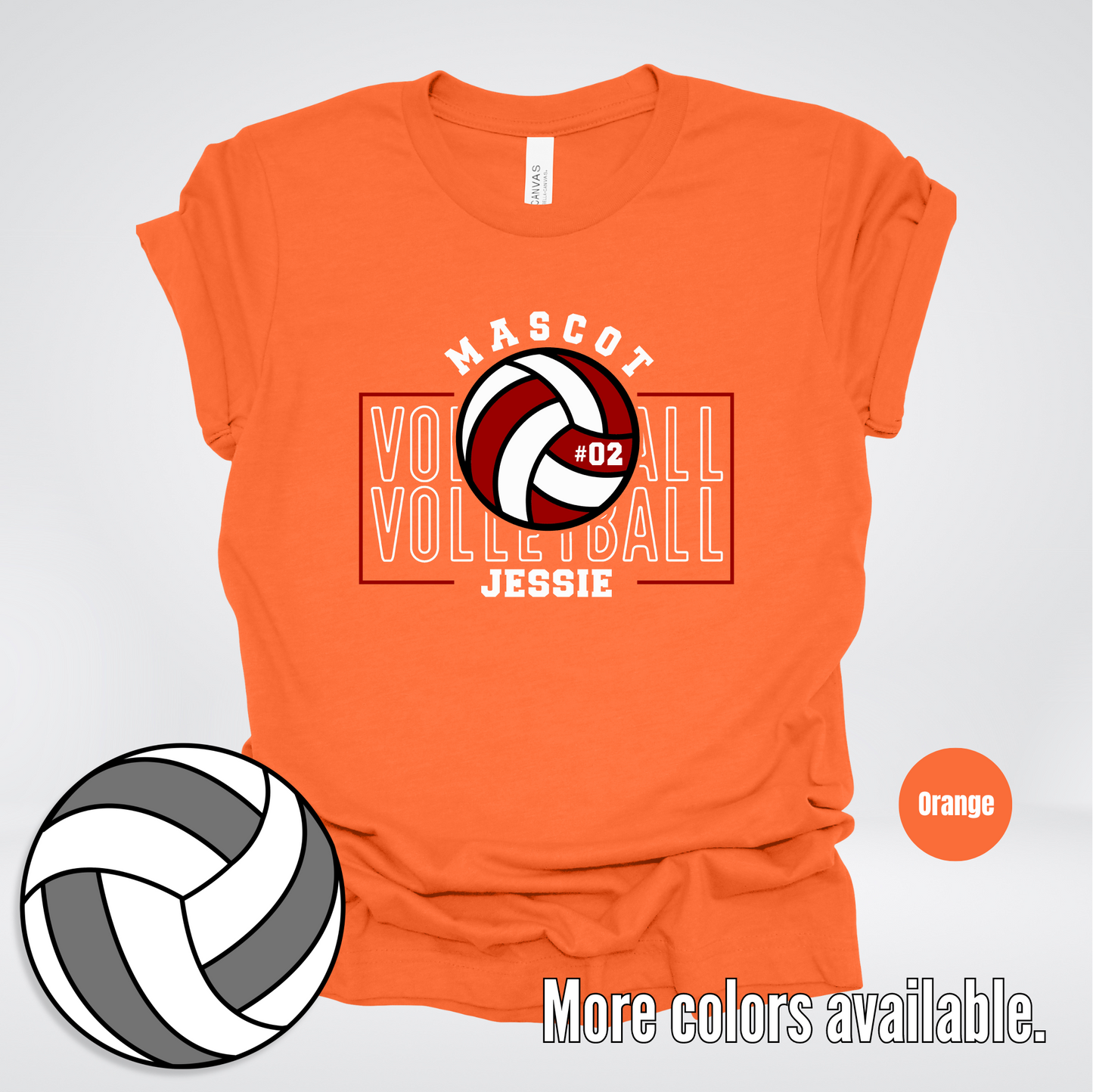 Custom Mascot, Number, & Name - Maroon - Volleyball Design 2 T-Shirt