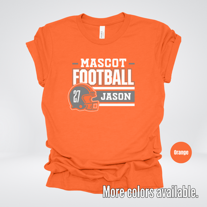 Custom Mascot, Number, & Name – Gray - Football Design 17 T-Shirt