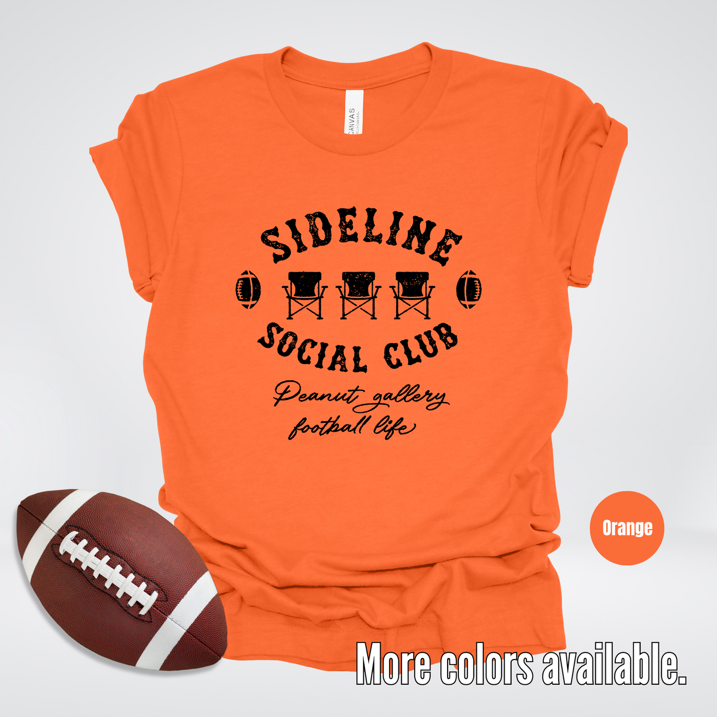Sideline Social Club Peanut Gallery Football Life Black Design T-Shirt