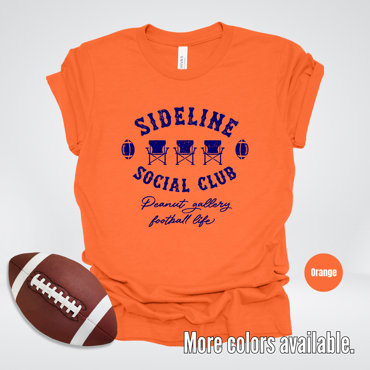 Sideline Social Club Peanut Gallery Football Life Navy Design T-Shirt