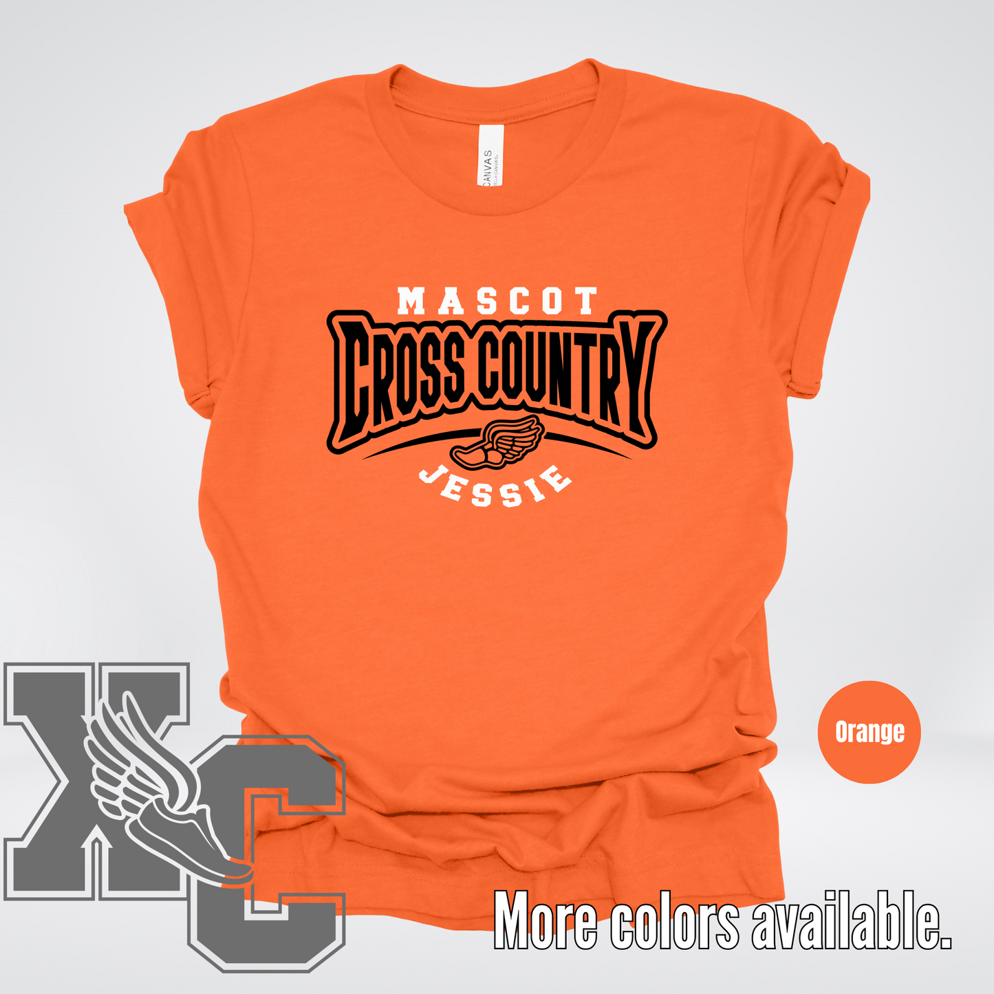 Custom Mascot & Name – Black – Cross Country Design 03 T-Shirt