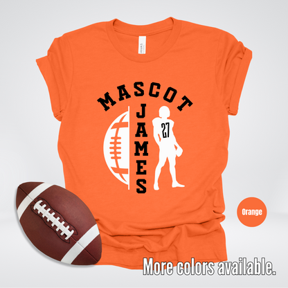 Custom Mascot, Number, & Name - Black - Football Design 29 T-Shirt