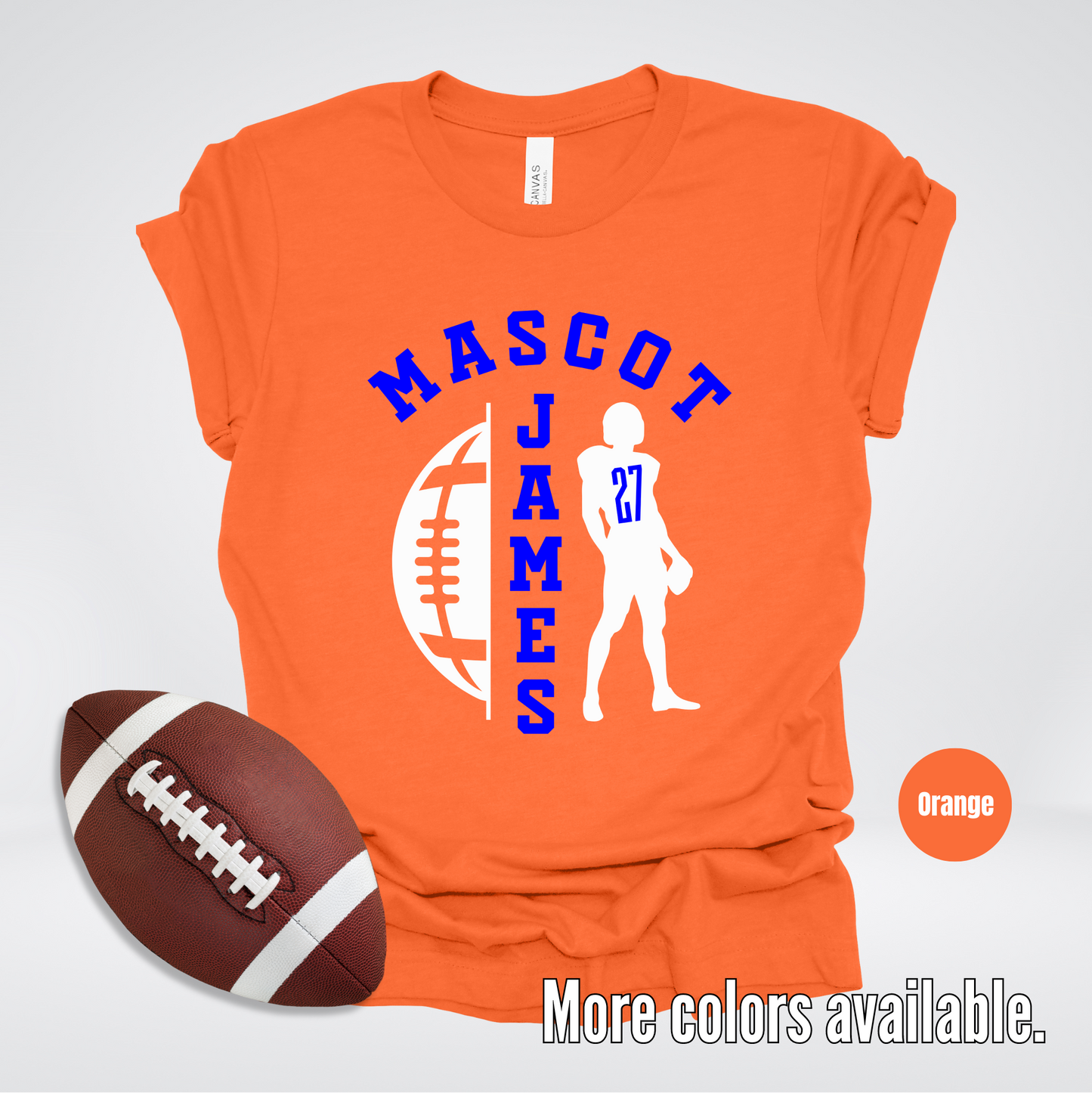 Custom Mascot, Number, & Name - Blue - Football Design 30 T-Shirt