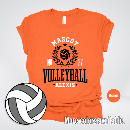 Custom Mascot, Number, & Name – Black - Volleyball Design 40 T-Shirt