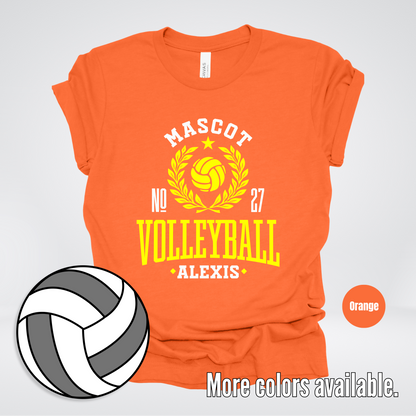 Custom Mascot, Number, & Name – Yellow - Volleyball Design 44 T-Shirt