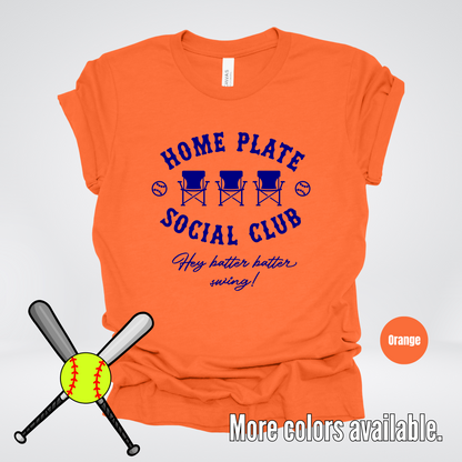 Home Plate Social Club – Navy Design - Softball Baseball T-Shirt