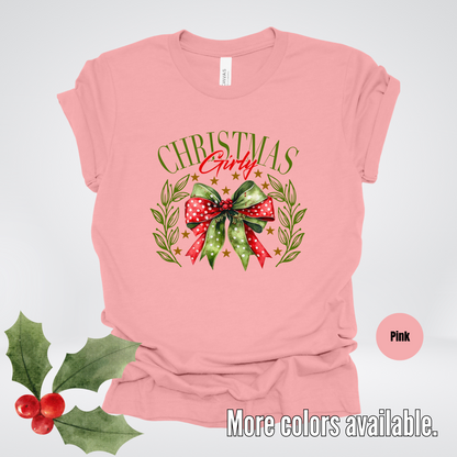 Christmas Girly Green And Red Coquette T-Shirt