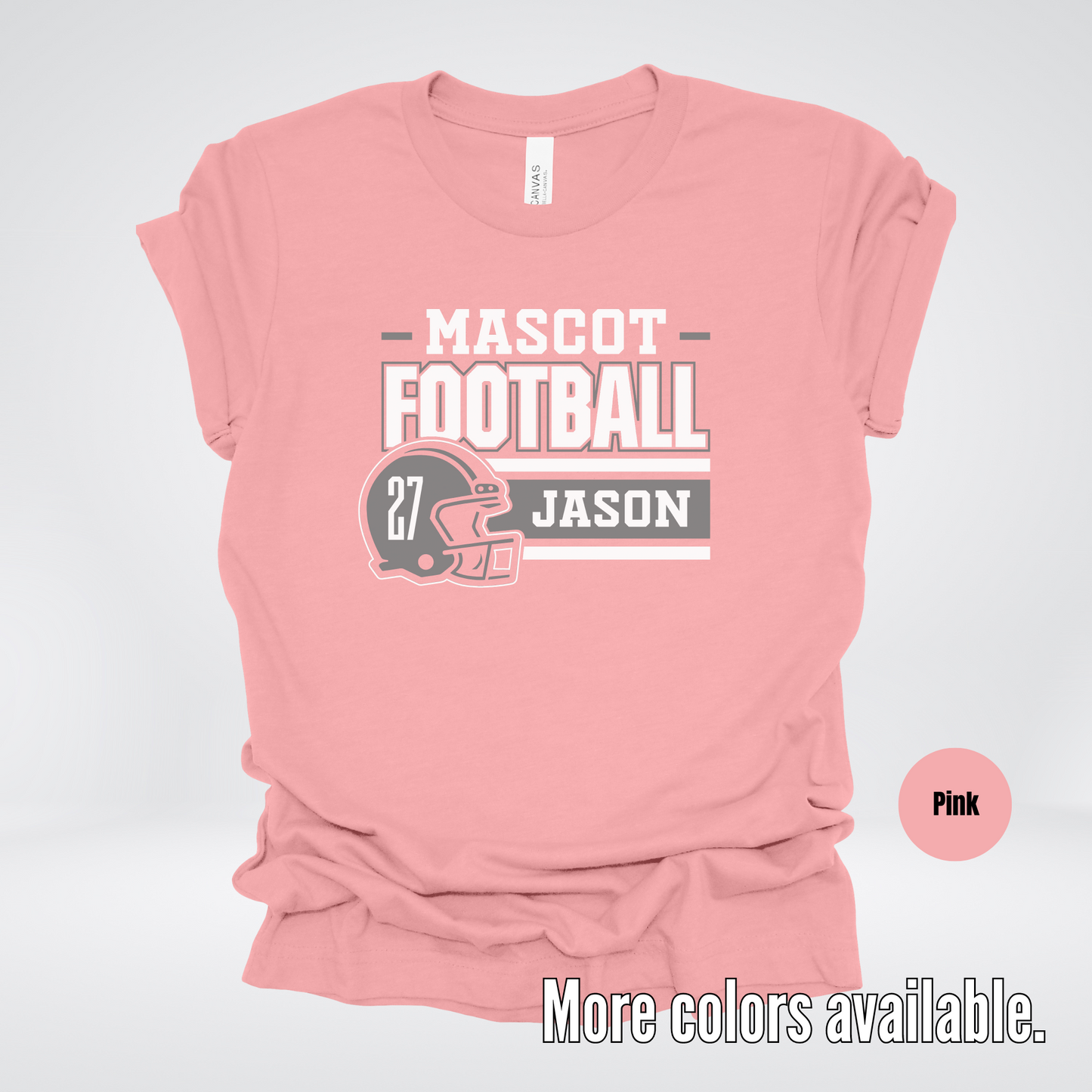 Custom Mascot, Number, & Name – Gray - Football Design 17 T-Shirt
