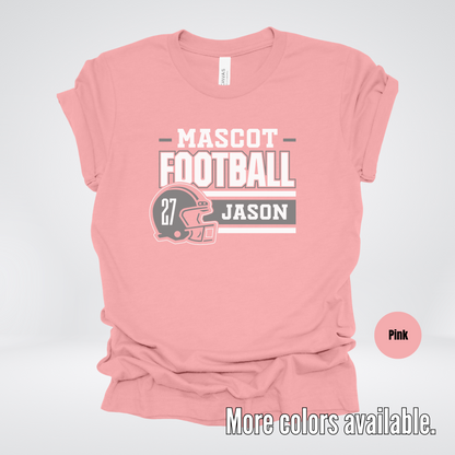 Custom Mascot, Number, & Name – Gray - Football Design 17 T-Shirt