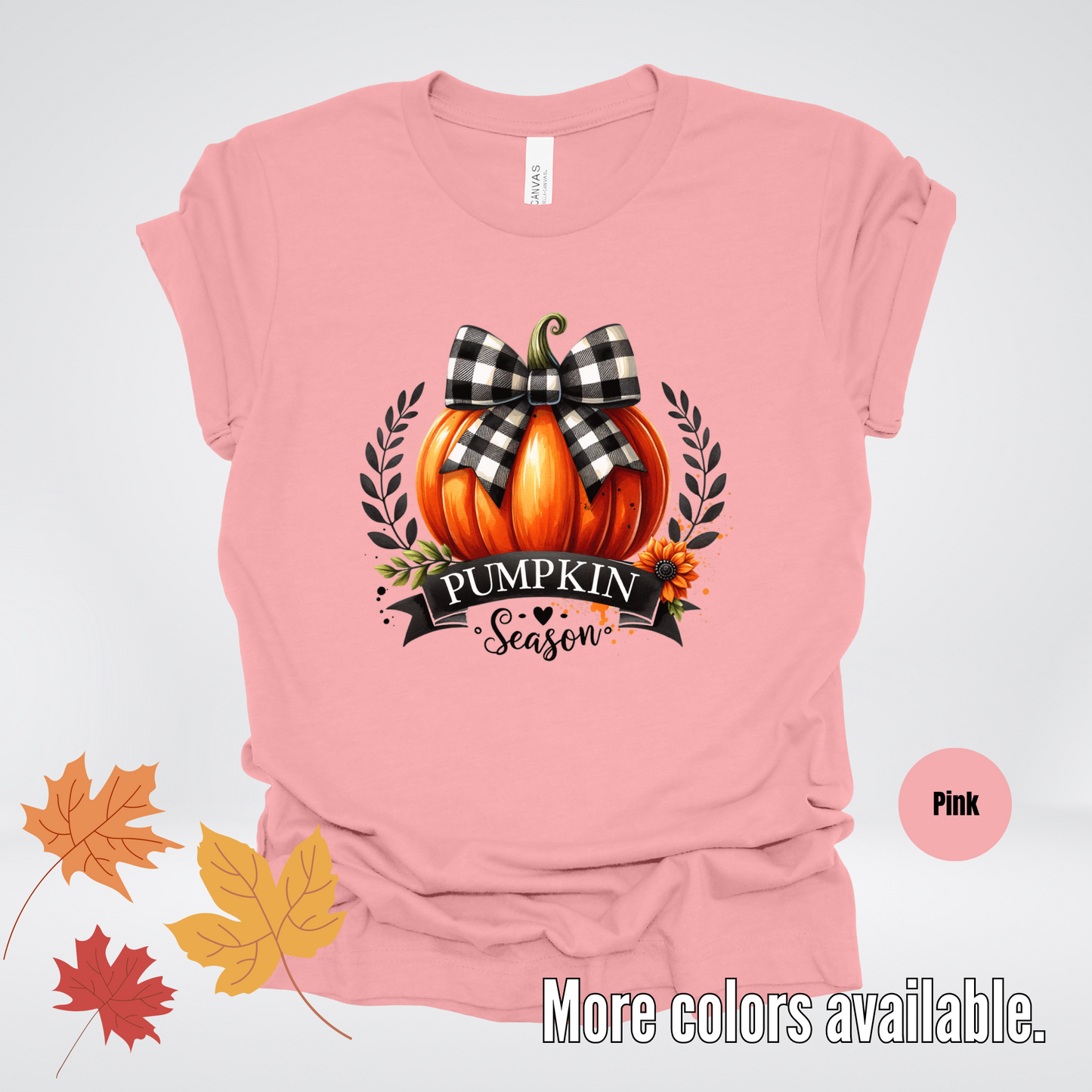 Pumpkin Season Black And While Flannel Coquette Bow T-Shirt