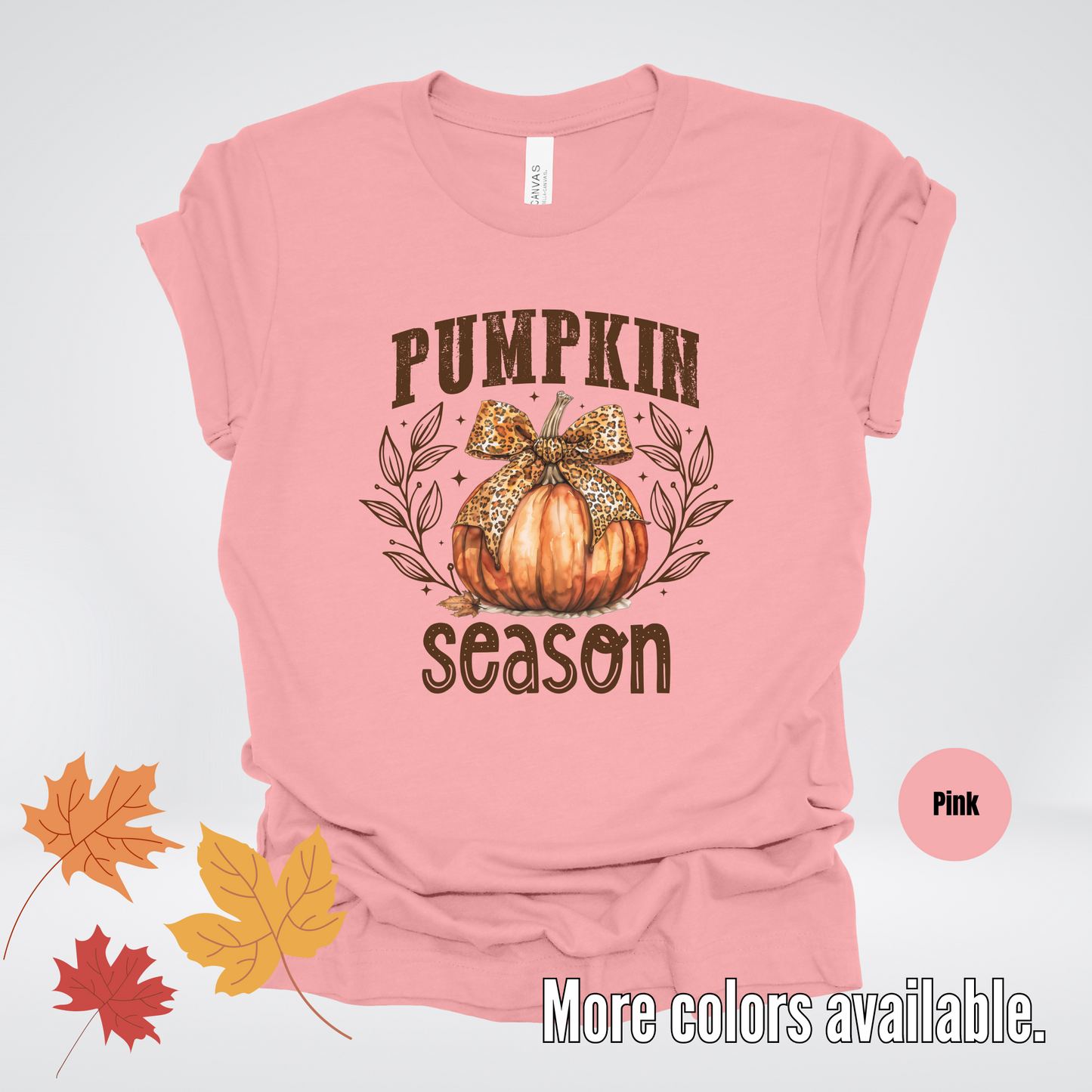 Pumpkin Season Leopard Print Coquette Bow T-Shirt