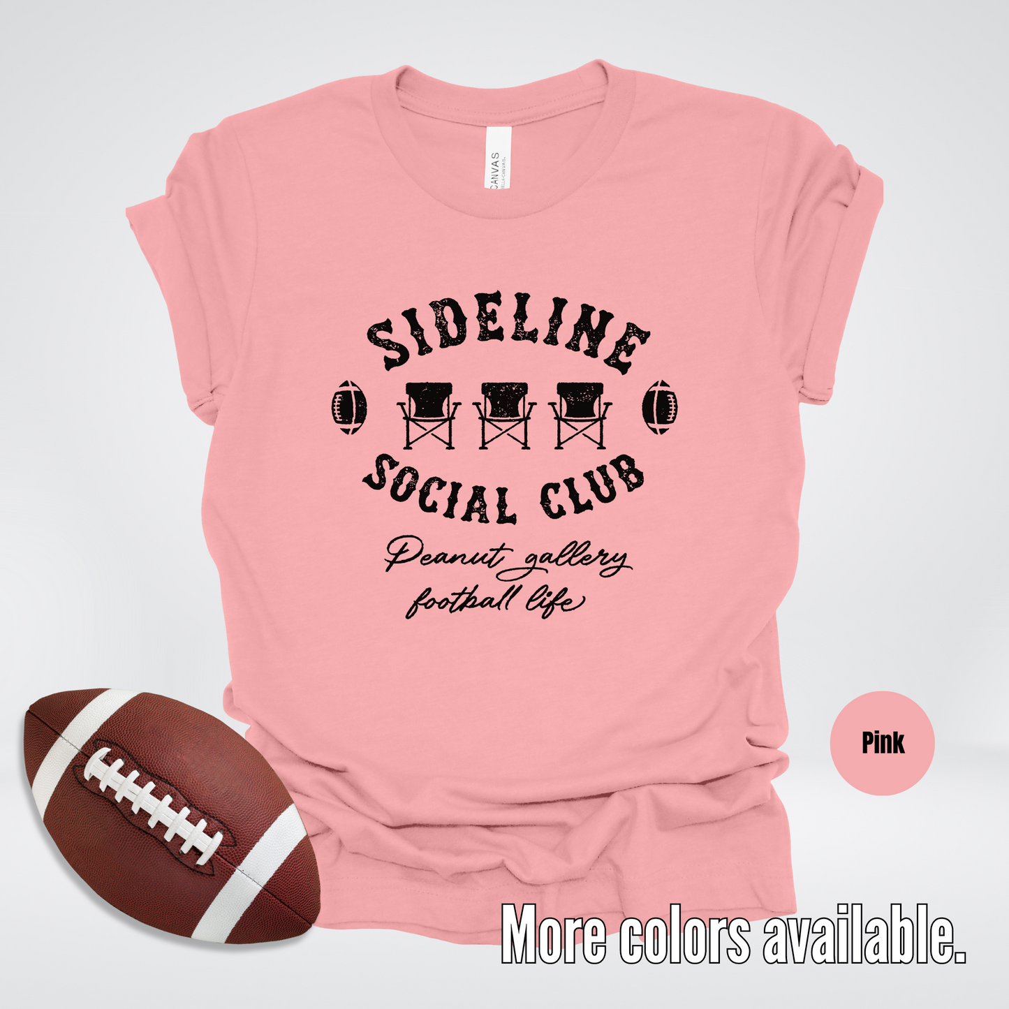 Sideline Social Club Peanut Gallery Football Life Black Design T-Shirt