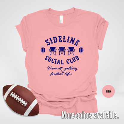 Sideline Social Club Peanut Gallery Football Life Navy Design T-Shirt
