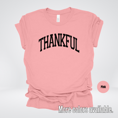 Thankful Varsity T-Shirt - Black Design