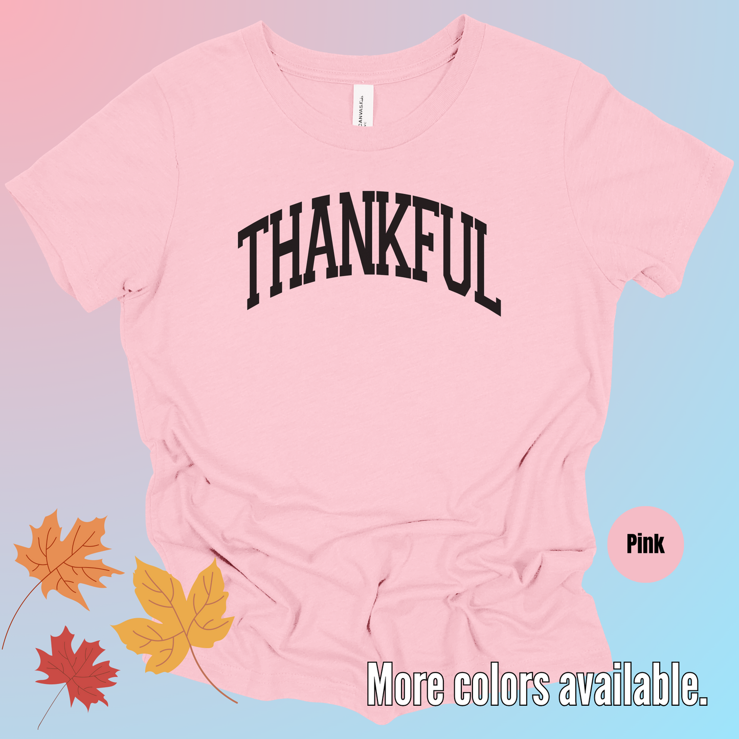 Thankful Varsity Youth T-Shirt - Black Design