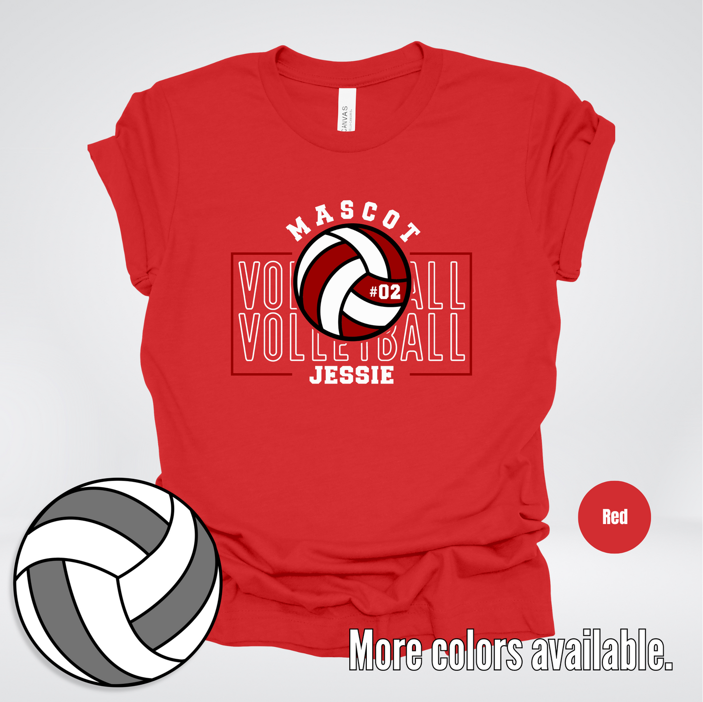 Custom Mascot, Number, & Name - Maroon - Volleyball Design 2 T-Shirt