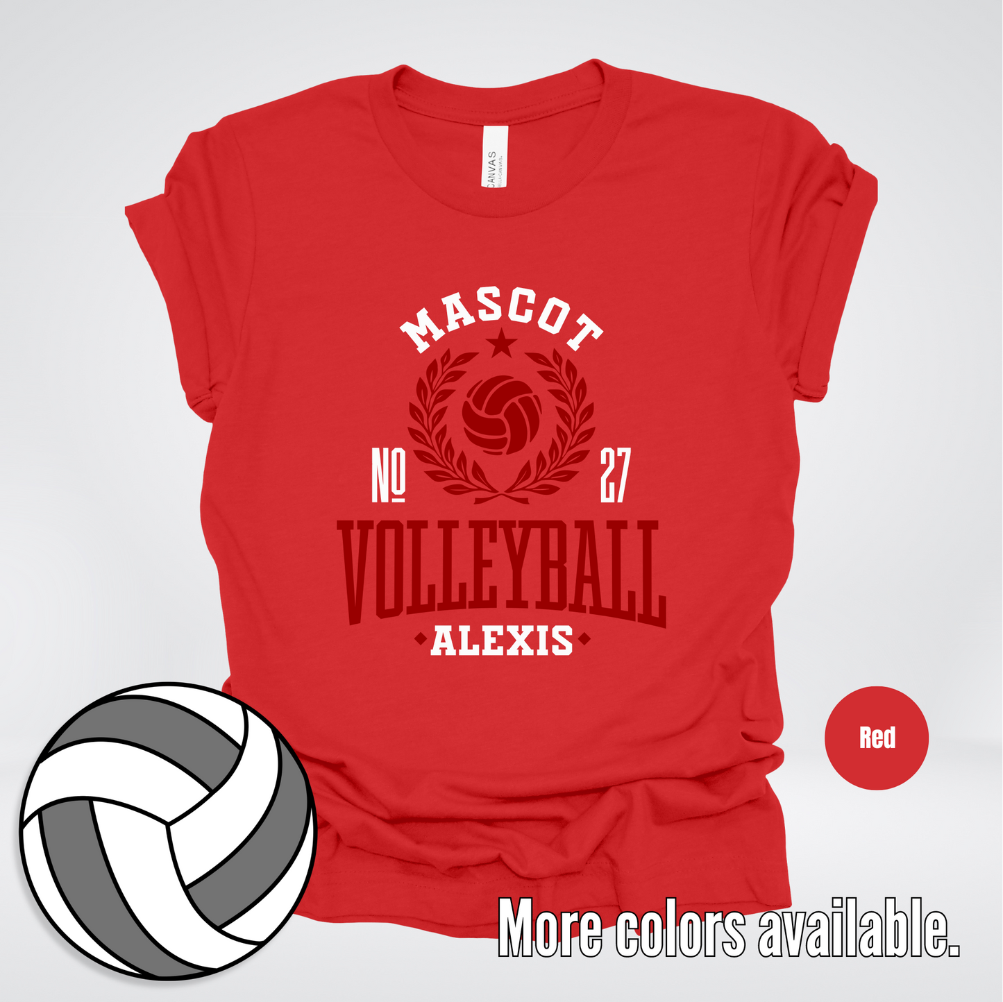 Custom Mascot, Number, & Name – Maroon - Volleyball Design 47 T-Shirt
