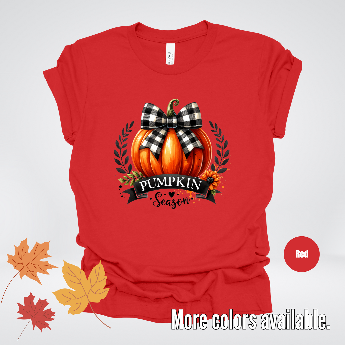 Pumpkin Season Black And While Flannel Coquette Bow T-Shirt