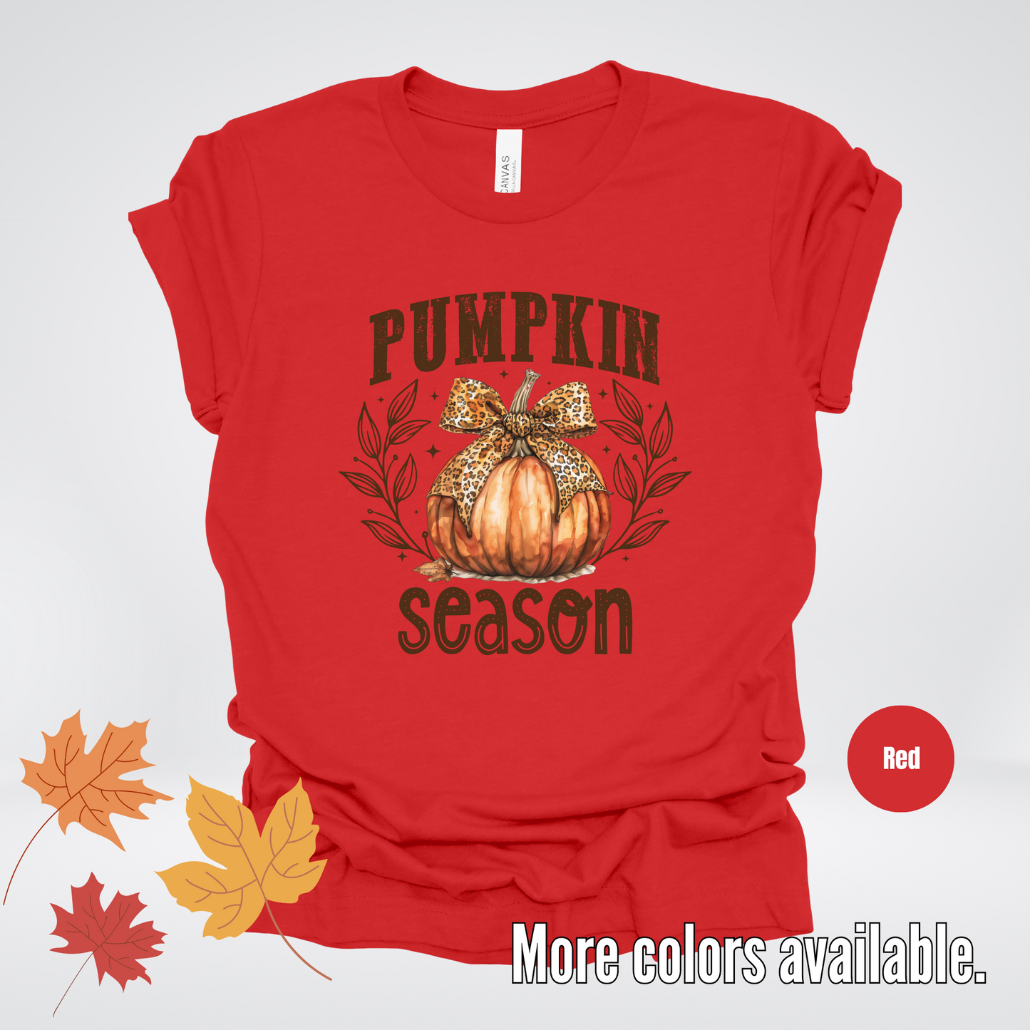 Pumpkin Season Leopard Print Coquette Bow T-Shirt