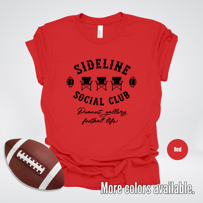 Sideline Social Club Peanut Gallery Football Life Black Design T-Shirt