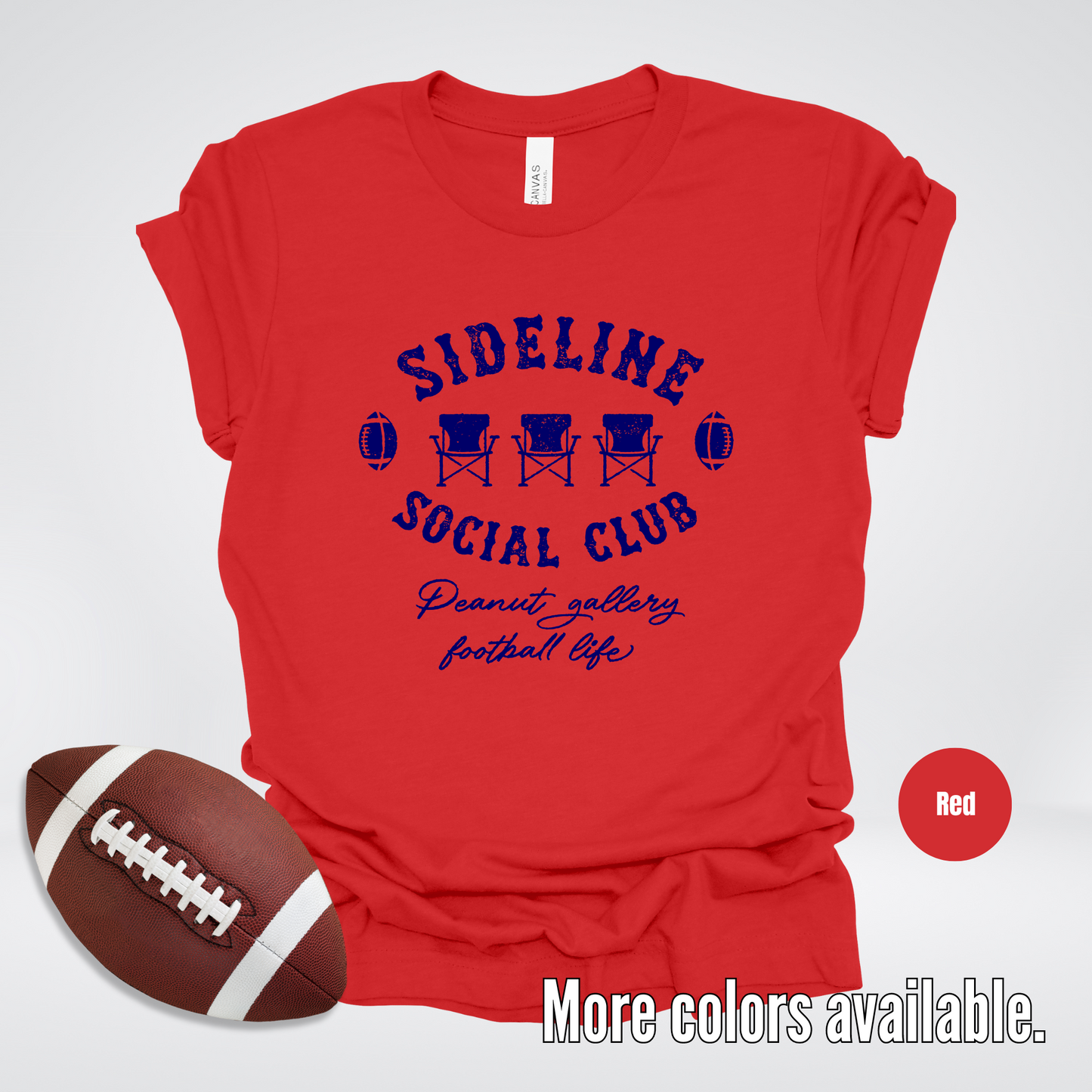 Sideline Social Club Peanut Gallery Football Life Navy Design T-Shirt