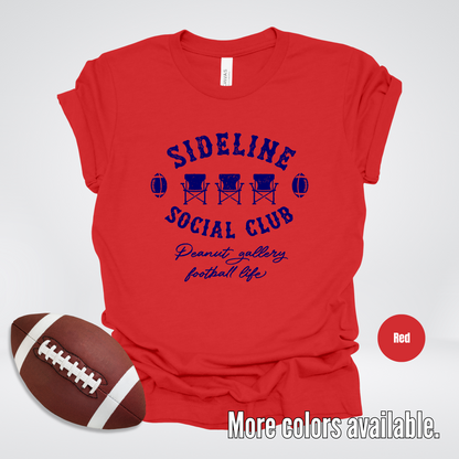 Sideline Social Club Peanut Gallery Football Life Navy Design T-Shirt