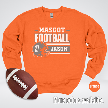 Custom Mascot, Number, & Name – Gray - Football Design 17 Crewneck Sweatshirt