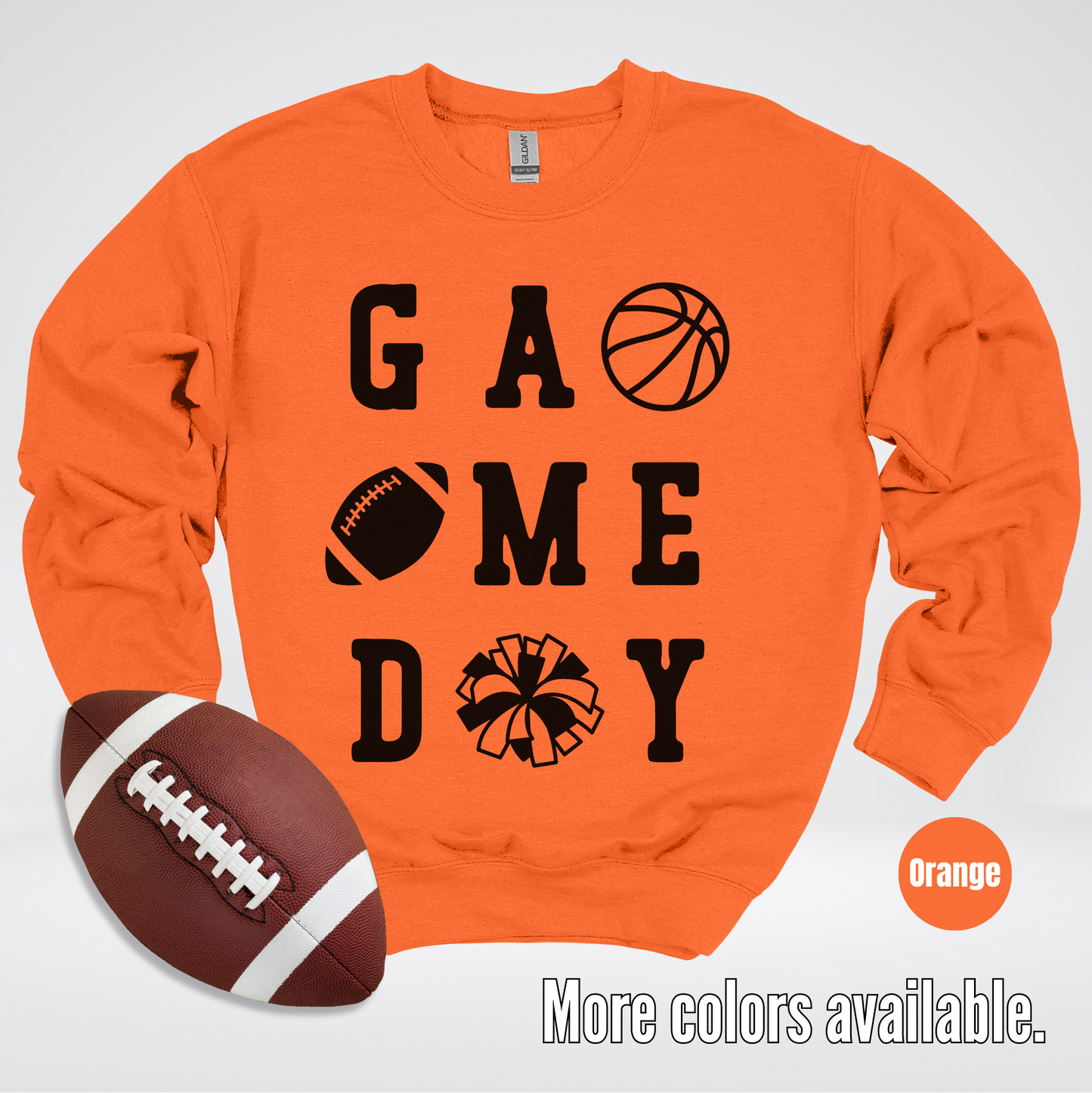 Game Day Basketball Football Cheer Black Design Crewneck Sweatshirt