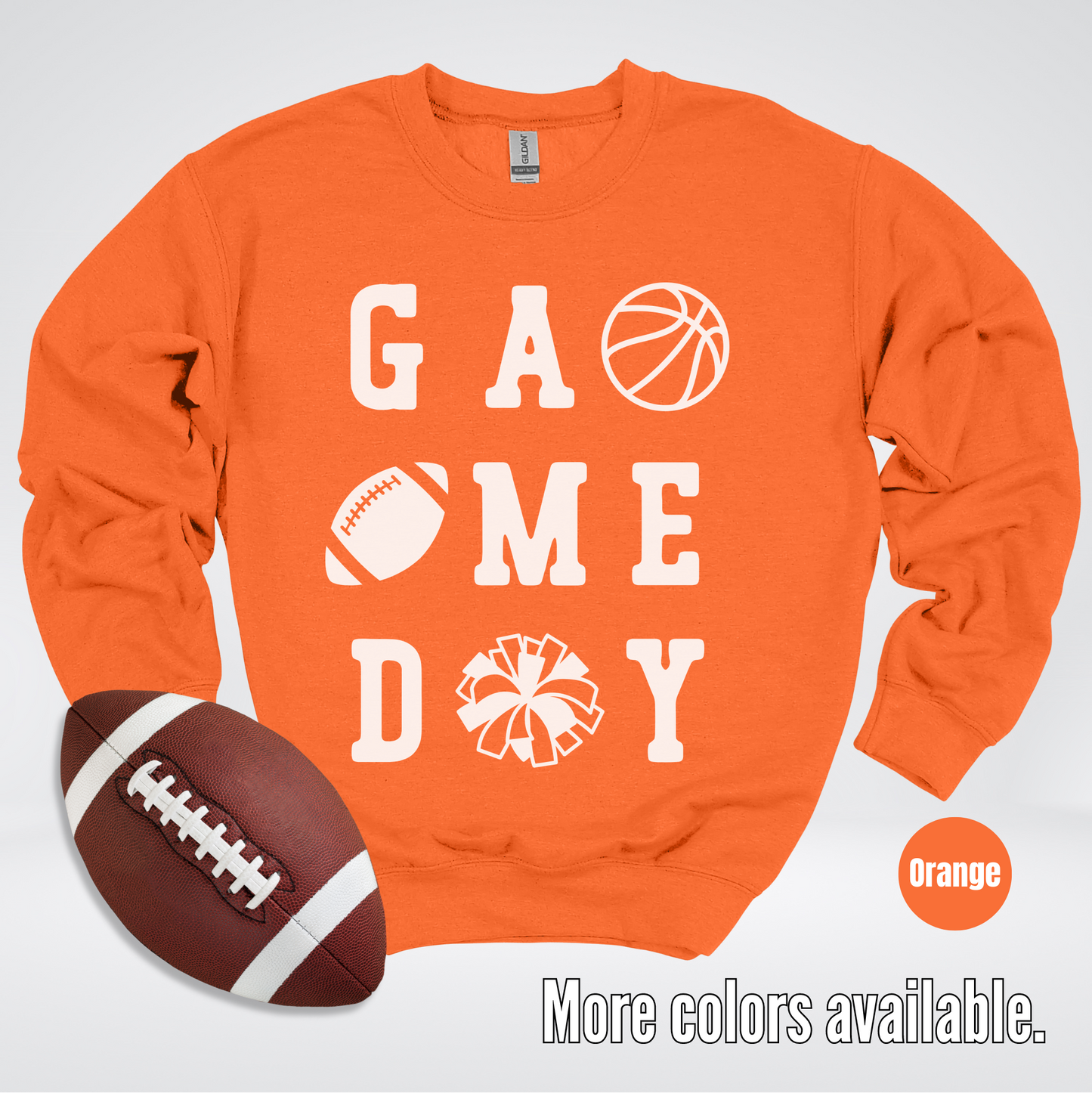 Game Day – White Design - Basketball Football Cheer Crewneck Sweatshirt