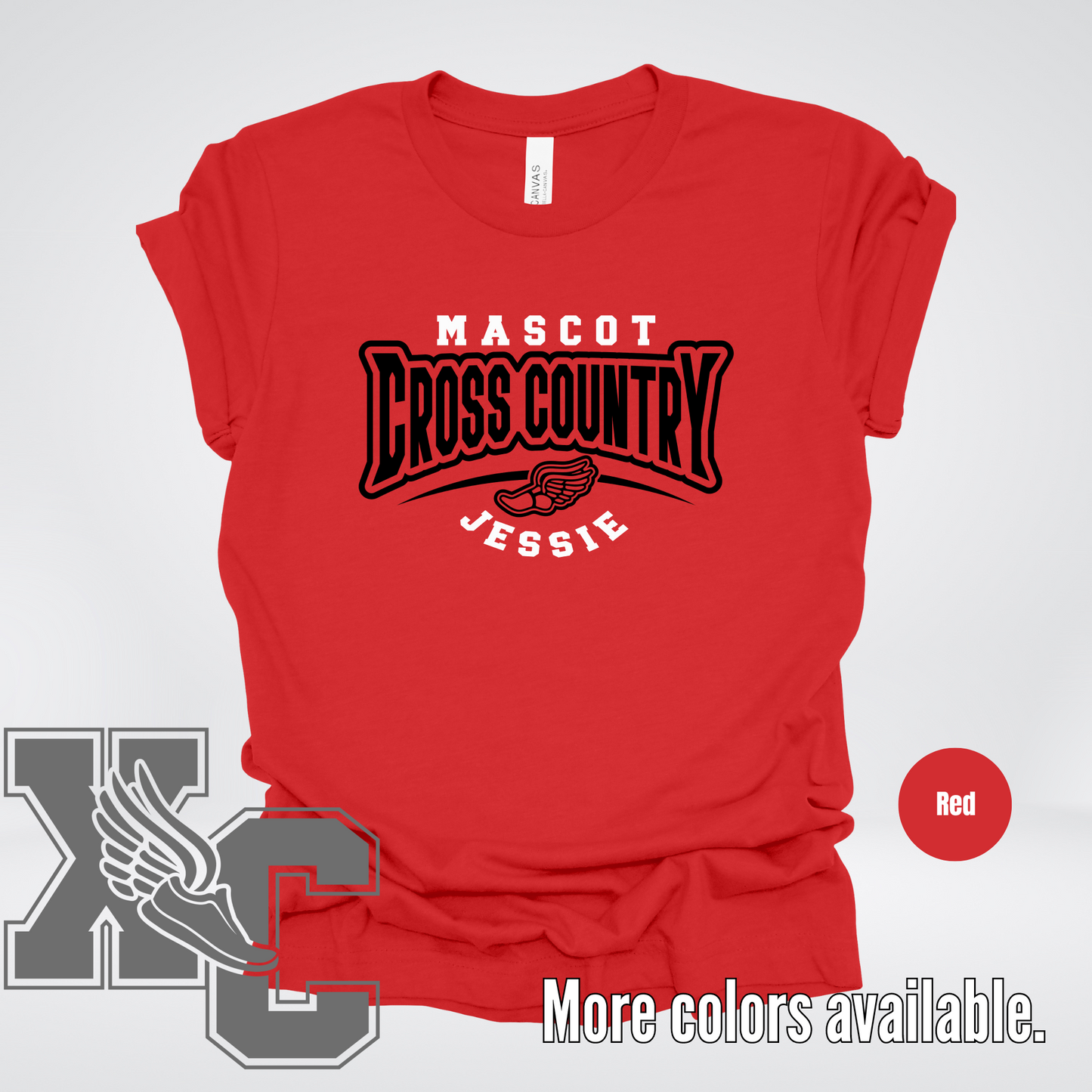 Custom Mascot & Name – Black – Cross Country Design 03 T-Shirt