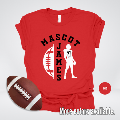 Custom Mascot, Number, & Name - Black - Football Design 29 T-Shirt