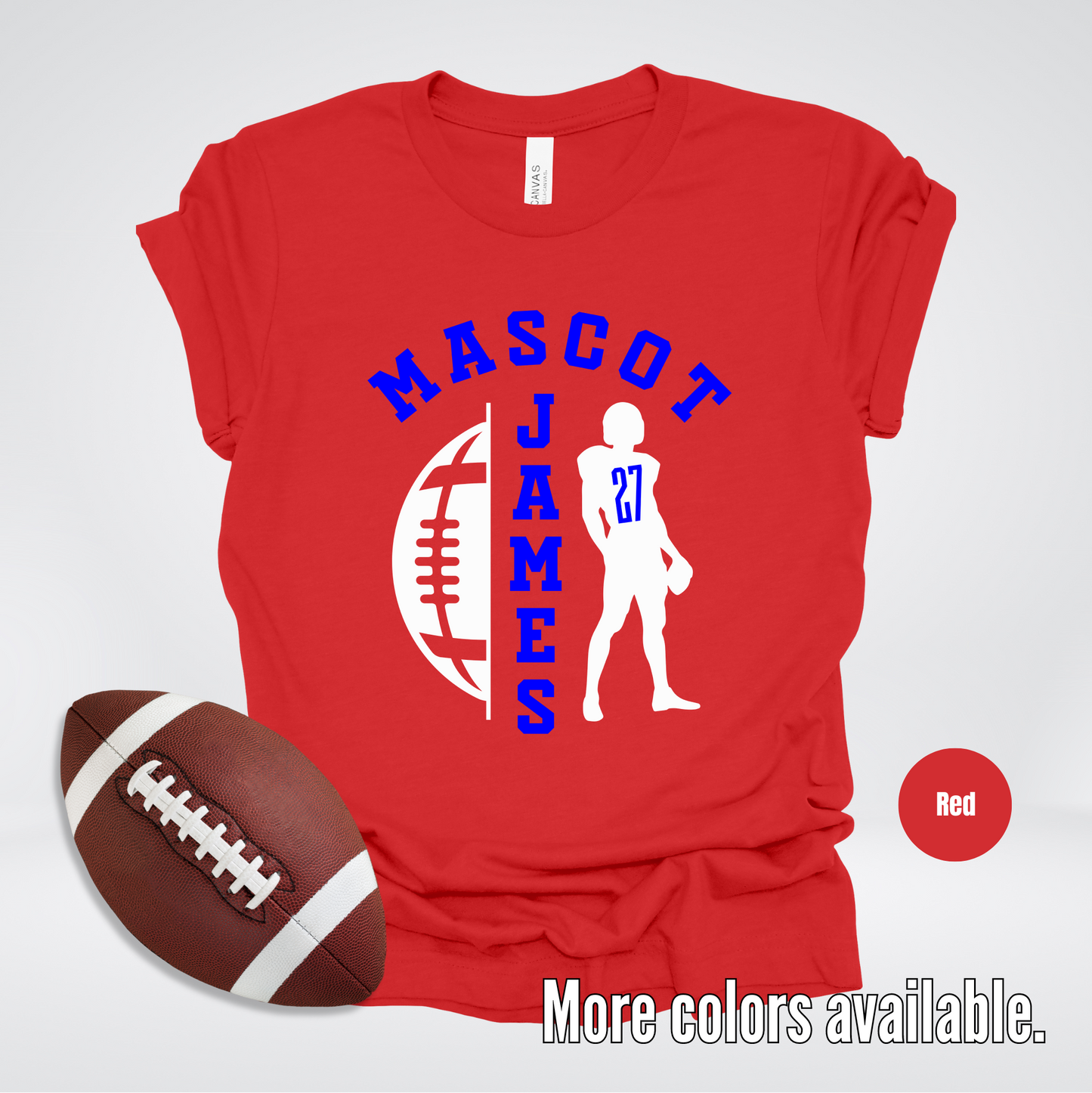 Custom Mascot, Number, & Name - Blue - Football Design 30 T-Shirt