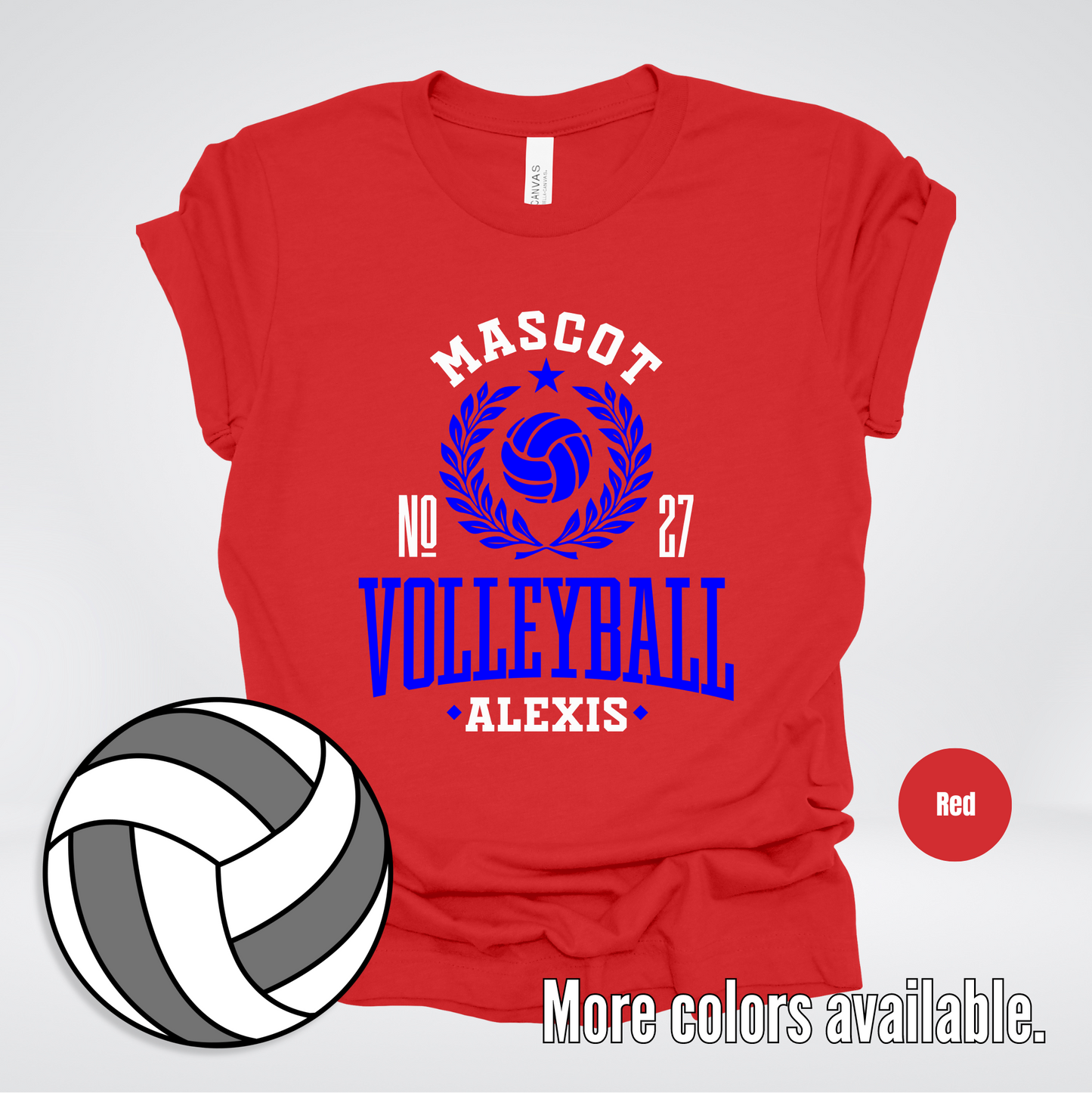 Custom Mascot, Number, & Name – Blue - Volleyball Design 41 T-Shirt