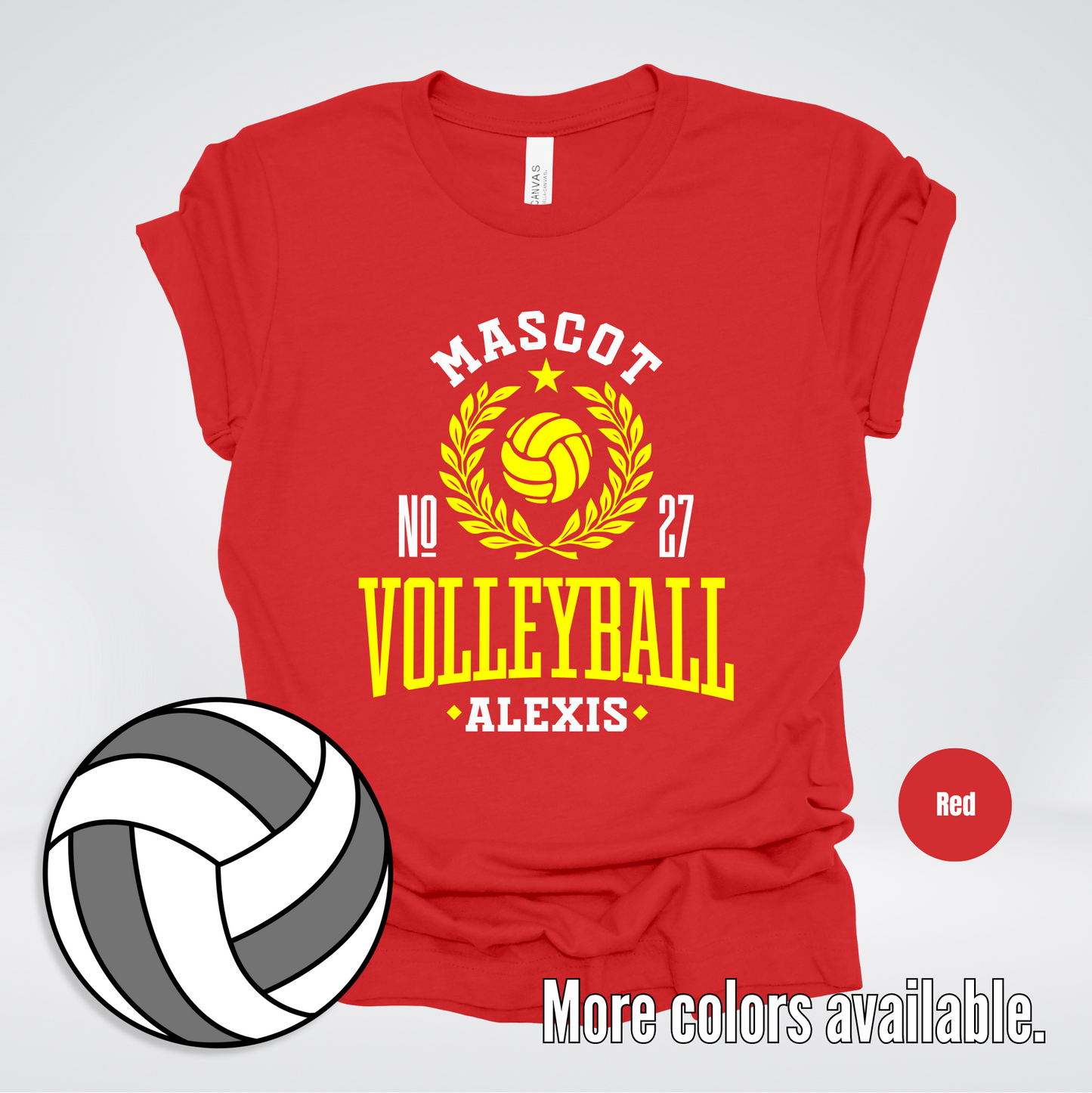 Custom Mascot, Number, & Name – Yellow - Volleyball Design 44 T-Shirt