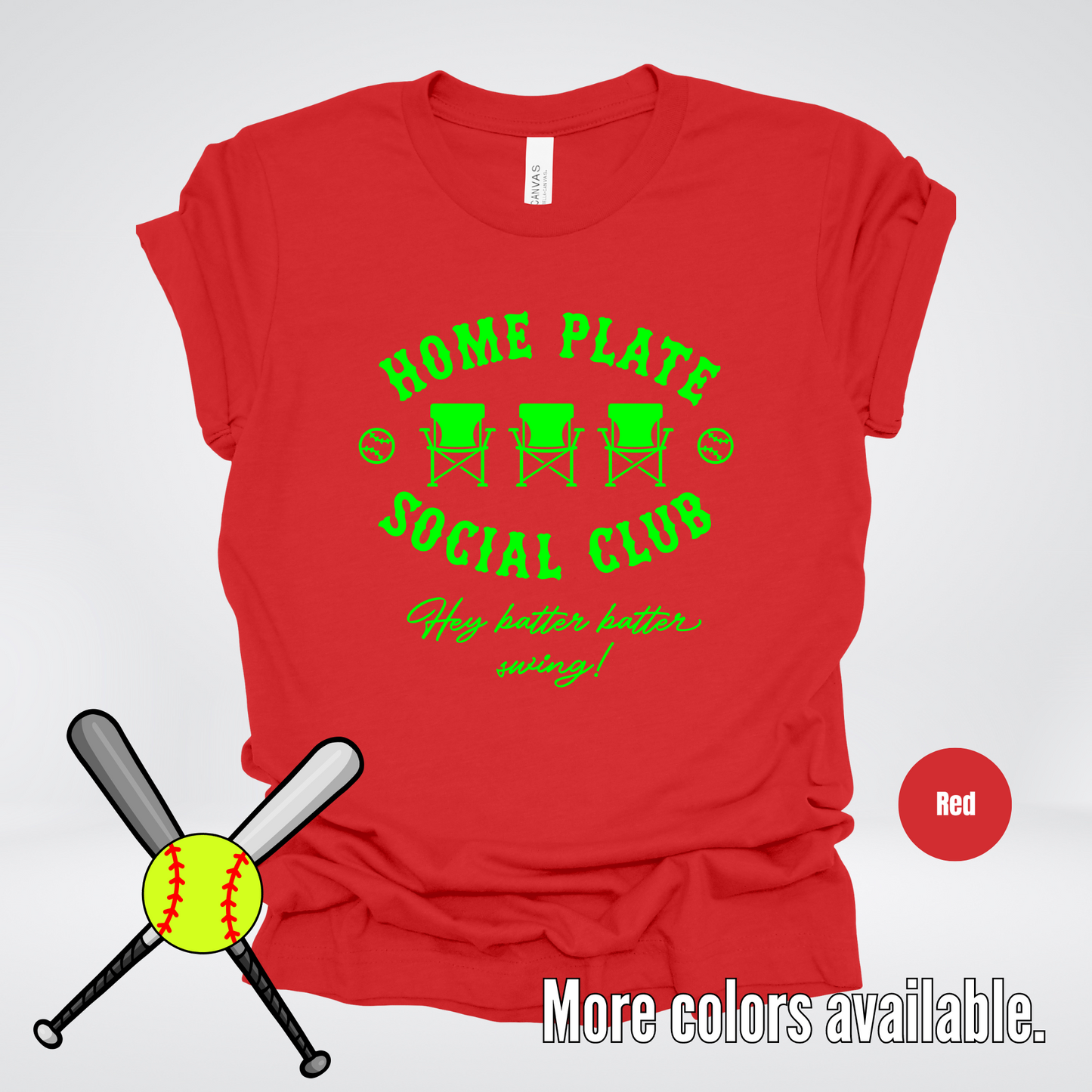 Home Plate Social Club – Green Design - Softball Baseball T-Shirt