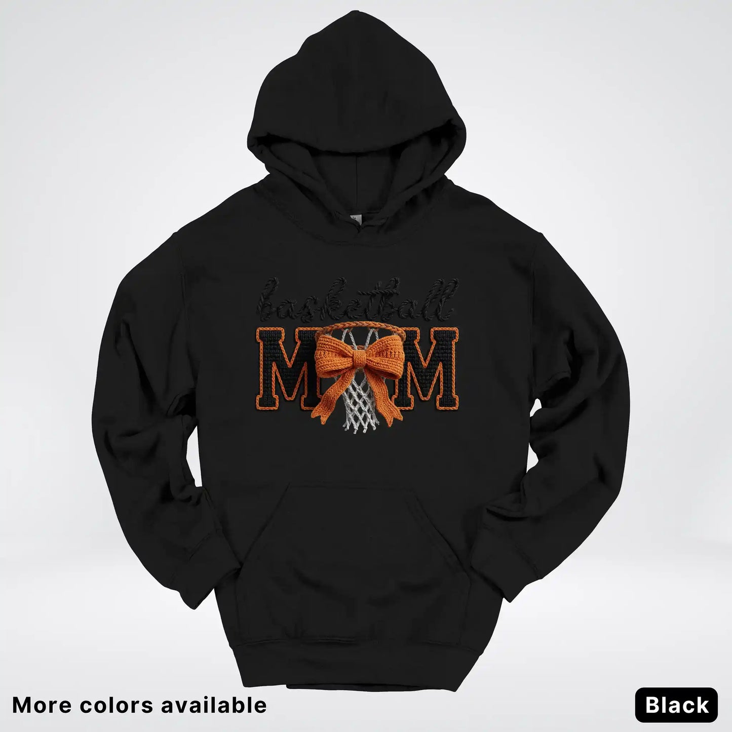 Basketball Mom – Faux Crochet Bow Basketball Graphic Hoodie